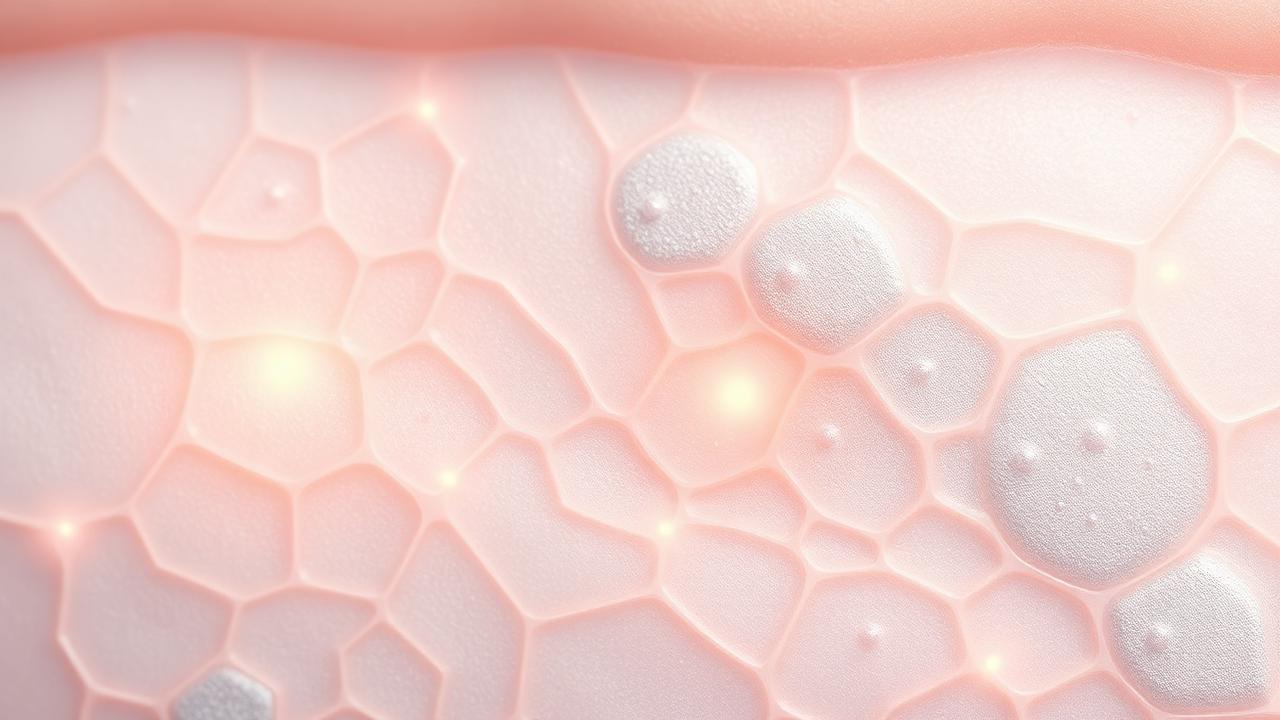 Macro medical illustration of healing skin texture and collagen regeneration